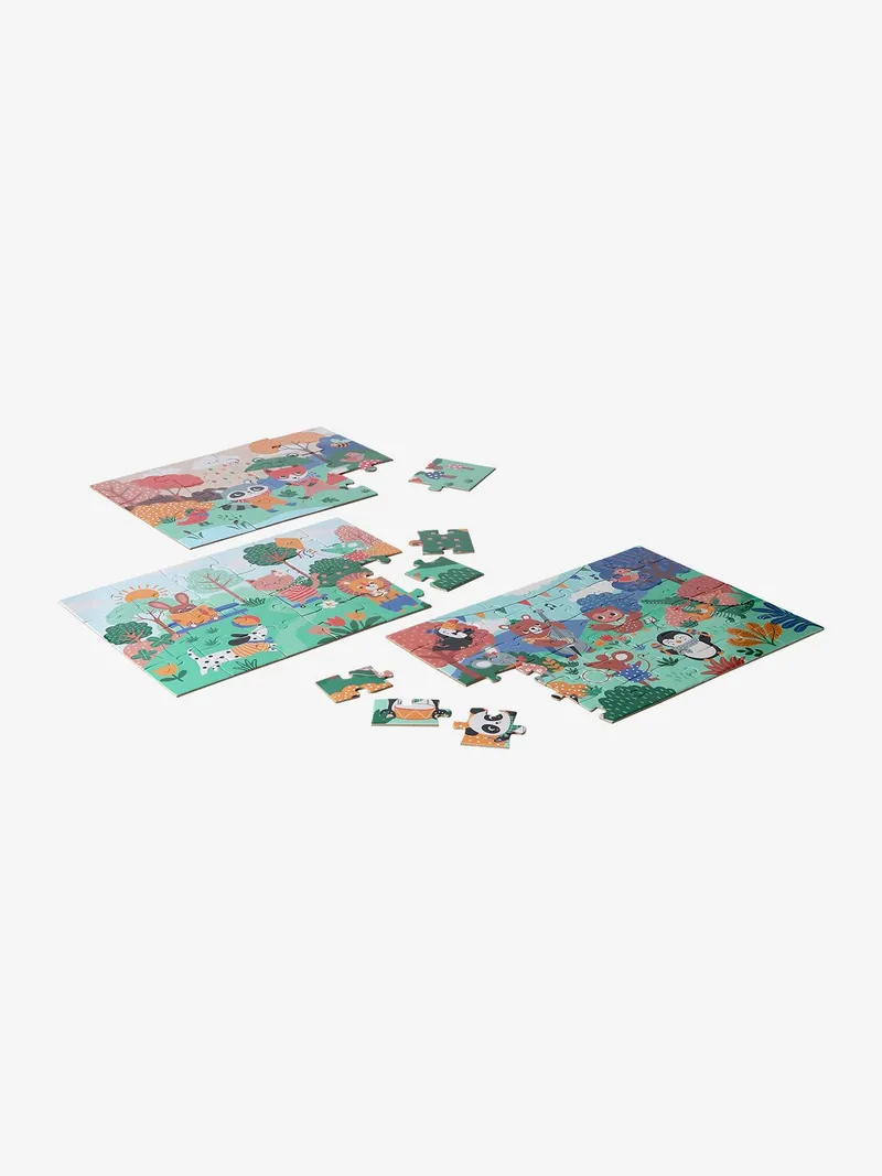 Vertbaudet 3er-Set Kinder Puzzles HAPPY ANIMALS, Mehrfarbig, – Produktbild 4 von 4