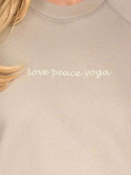 Magadi Magadi Damen Sweater BELLA mit Love- Peace- Yoga aus Sweat-Stoff, Natur (taupe), – Produktbild 3 von 4