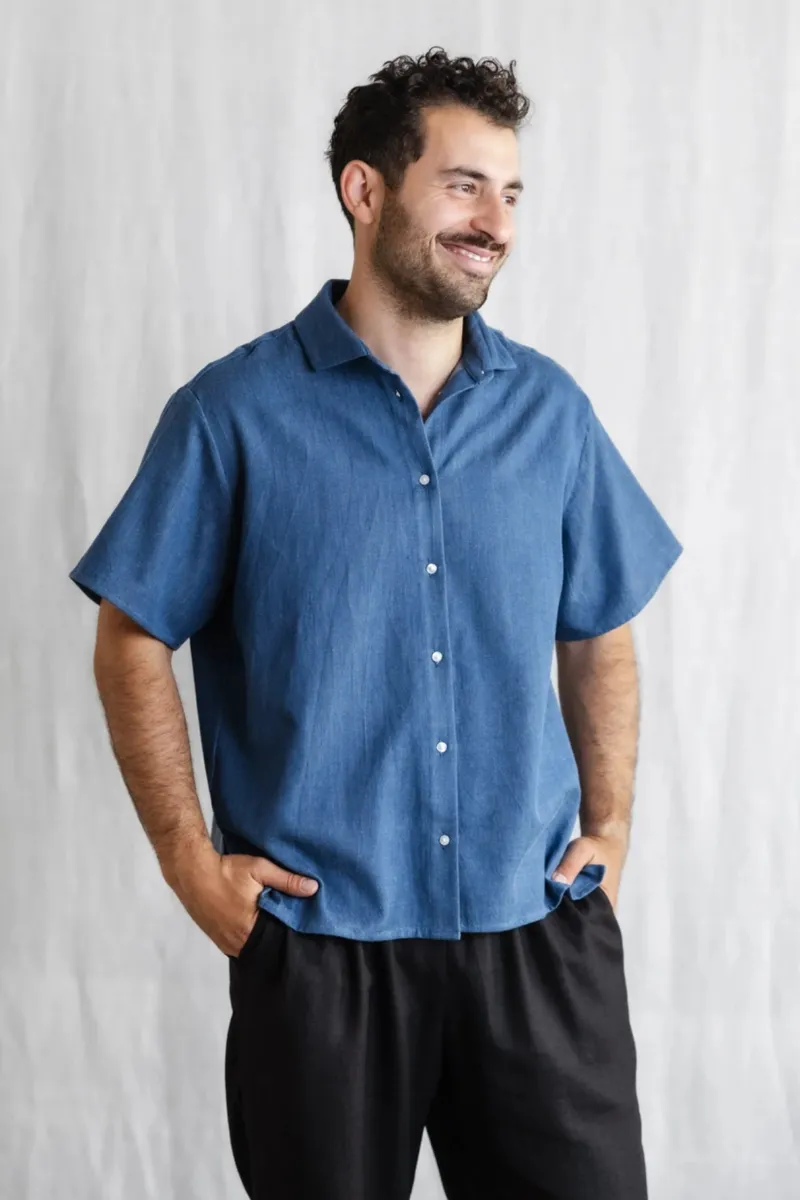 Jyoti - Fair Works Jyoti - Fair Works Herren vegan Hemd NEHAni Denim Blau, Blau, – Produktbild 2 von 2