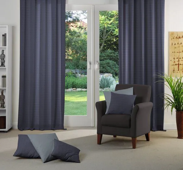 Nature by Adam Nature by Adam Vorhang aus 100% Bio-Baumwolle - Made in Germany - Uni Collection light, Dunkelblau, – Produktbild 1 von 7