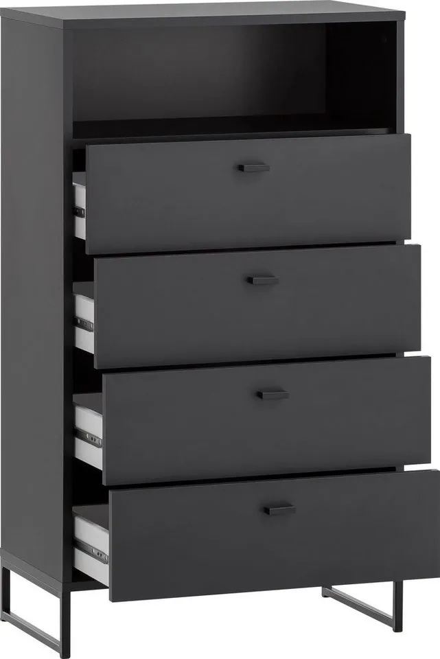 Schildmeyer Midischrank Janne, Midischrank, Made in Germany, B: 60 cm Solide Verarbeitung - Dieses Produkt ist in Deutschland gefertigt, Schwarz, – Produktbild 4 von 5