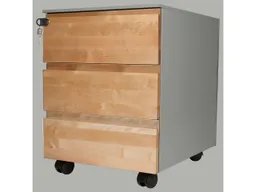 Memo Rollcontainer "CONTACT" 3 SL, soft close, Birke geölt, B42xT53,3xH55 cm, silber – Produktbild 1 von 1