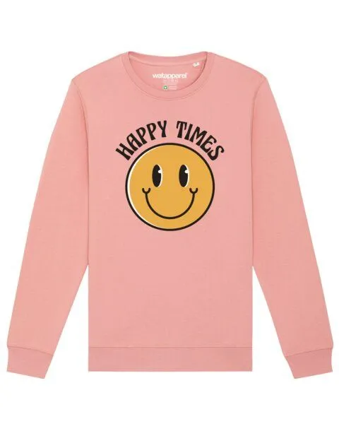 watapparel watapparel Sweatshirt Unisex Happy times smiley emoji, Canyon pink, – Produktbild 1 von 4
