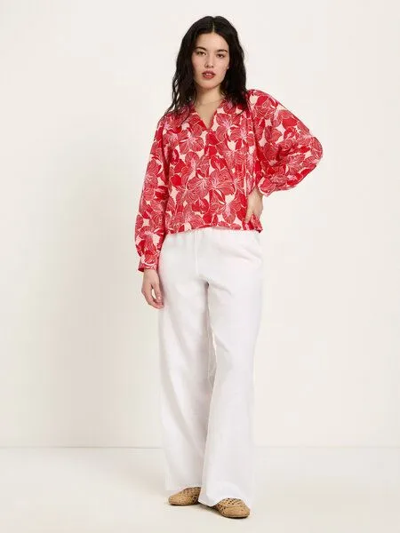 LANIUS LANIUS Bluse mit Kräuseln (GOTS) aus Bio-Baumwolle, Print bloom red, – Produktbild 2 von 4