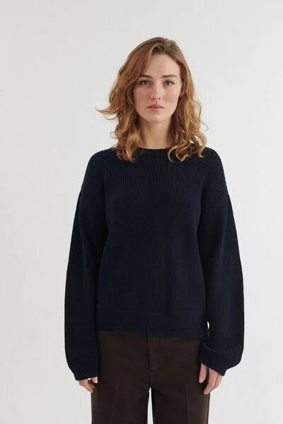 Basic Apparel Basic Apparel Oversized Strickpullover SUNA aus Bio-Baumwolle, Blau-sky-captain, – Produktbild 1 von 2