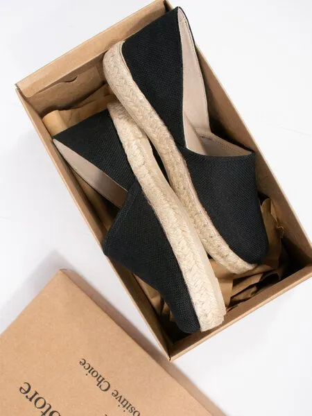 Will's Vegan Store Will's Vegan Store Recycelte Espadrille-Sandalen, Schwarzes segeltuch, – Produktbild 3 von 4