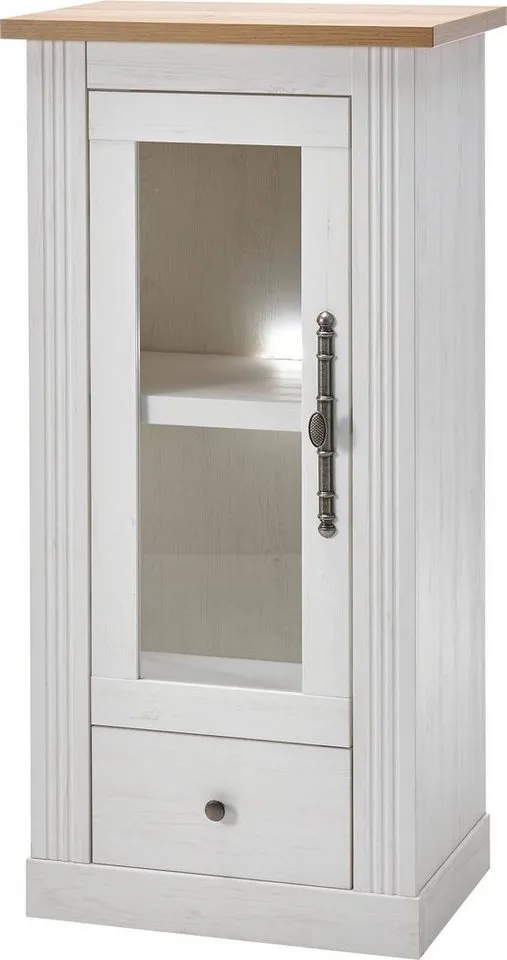 OTTO home Vitrine Westminster, Hochschrank im Landhausstil, Glasvitrine, Stauraumelement Metallgriffe, ausreichend Stauraum, in 2 Farben erhältlich, Weiß, – Produktbild 2 von 8