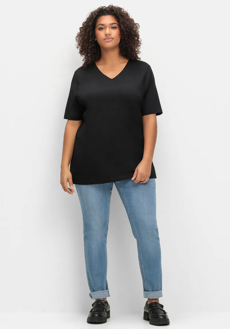 sheego T-Shirt schwarz, Schwarz, – Produktbild 2 von 2