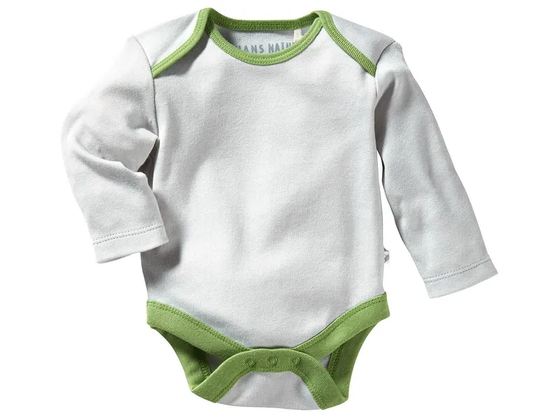 HANS NATUR Baby Langarmbody Bio-Baumwolle grau Gr. 50/56, Grau, – Produktbild 1 von 2