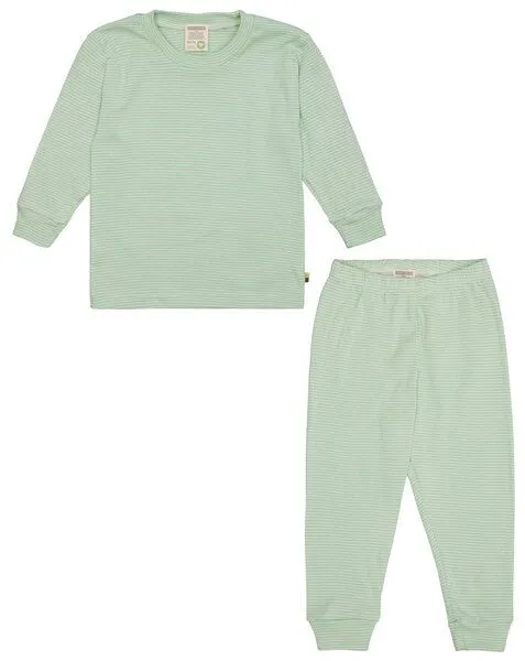 loud + proud loud + proud Babys & Kinder Schlafanzug, Pyjama Streifen aus Feinripp, GOTS-zertifiziert, Pistacchio/grün, – Produktbild 2 von 4