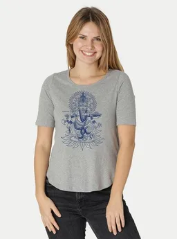 Peaces.bio - handbedruckte Biomode Peaces.bio - handbedruckte Biomode Damen Halbarm-Shirt Ganesha – Produktbild 1 von 1