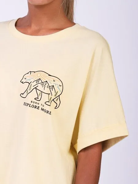 watapparel watapparel Oversize T-Shirt Frauen Born to explore more, Butter, – Produktbild 3 von 4