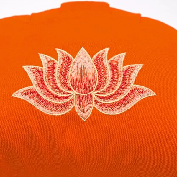 BAGHI BAGHI Meditationskissen Halbmond mit Lotus Bestickung im Farbverlauf Bio-Baumwolle kbA, Orange, – Produktbild 2 von 3