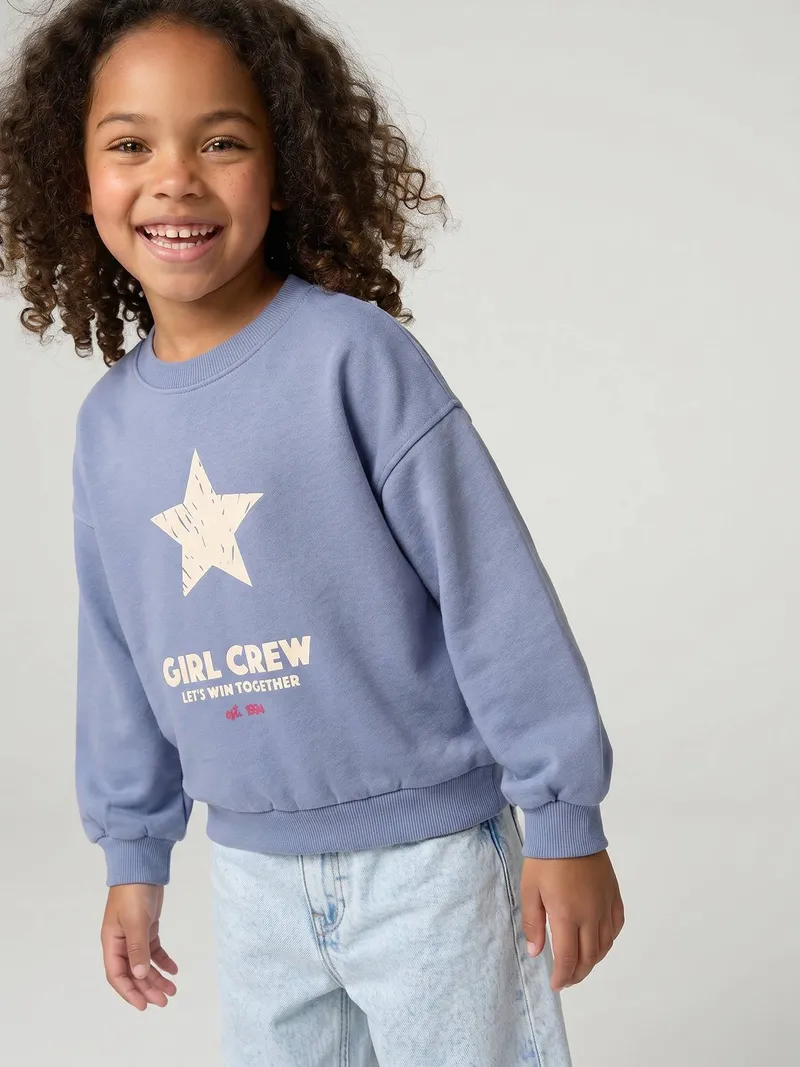 Vertbaudet Sweatshirt Mädchen, Blau chambray, – Produktbild 3 von 4
