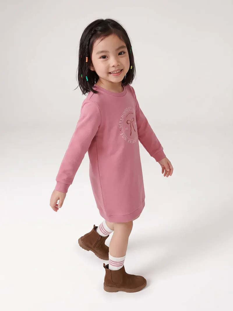 Vertbaudet Mädchen Sweatkleid BASIC, Malve, – Produktbild 2 von 4