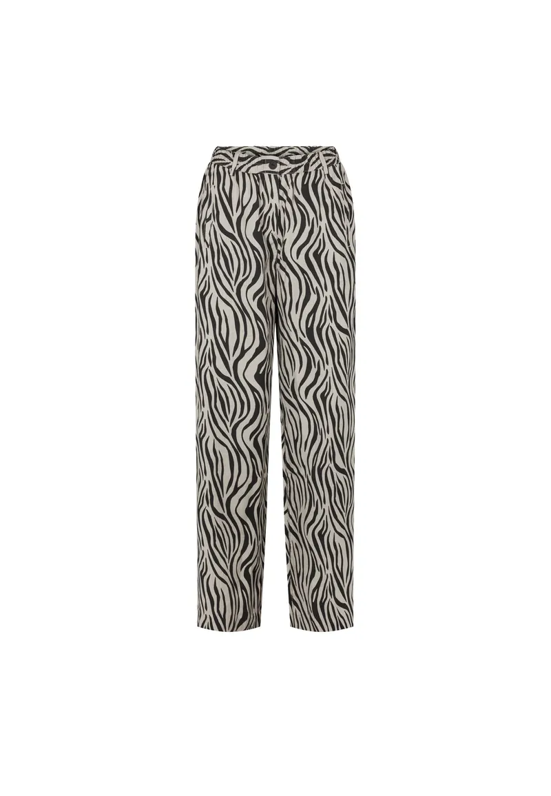 LAURIE LAURIE Damen vegan Hose Hilde Loose Mittellang Grau Sand Print, Schwarz, – Produktbild 1 von 2