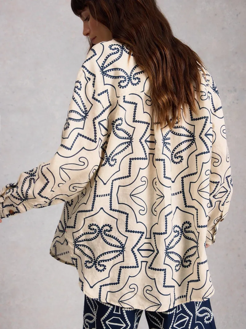 White Stuff Leinenbluse Lydia - 38, Elfenbein print, – Produktbild 4 von 4