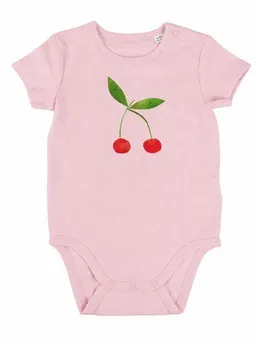 MelaDi Meladi Kinder Baby-Body aus Biobaumwolle - Kirsche auf Rosa – Produktbild 1 von 1