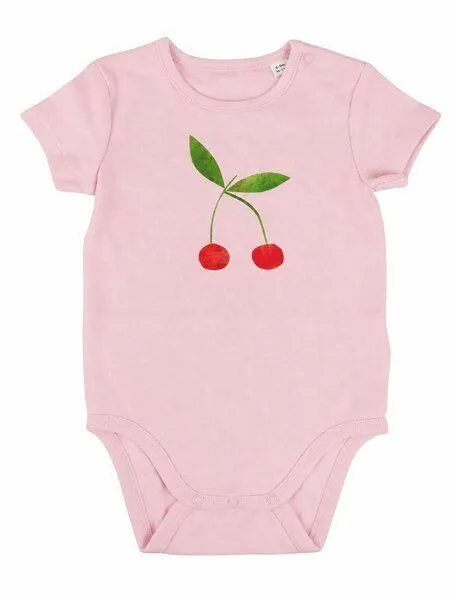 MelaDi Meladi Kinder Baby-Body aus Biobaumwolle - Kirsche auf Rosa, Rosa, – Produktbild 1 von 4