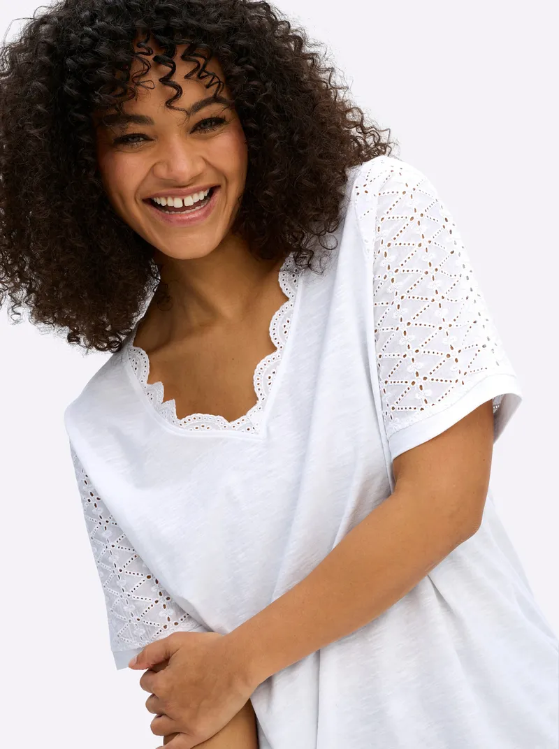 sheego by Joe Browns V-Shirt weiß, Weiß, – Produktbild 2 von 2