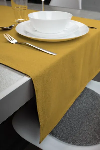 jilda-tex jilda-tex Tischläufer Renforce 100% Bio-Baumwolle Uni 50x160cm, Senfgelb, – Produktbild 2 von 4