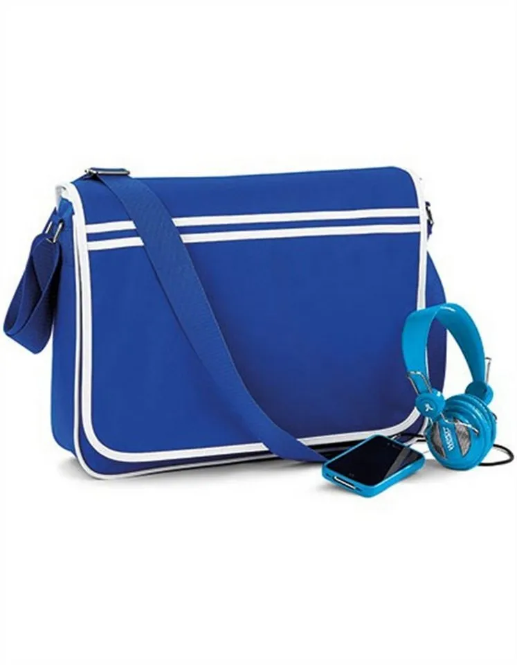 BagBase BagBase Umhängetasche Retro Messenger Umhängetasche, 40 x 30 x 10 cm, French navy/white, – Produktbild 3 von 5