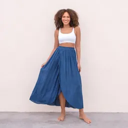 Jaya TULIP - Damen - JAYA-UNIQUE - Luftig-leichter Sommerrock, aus dünnem Lyocell, Tulpenform in Dip-Dye Färbung, handgemacht in Bali – Produktbild 1 von 1