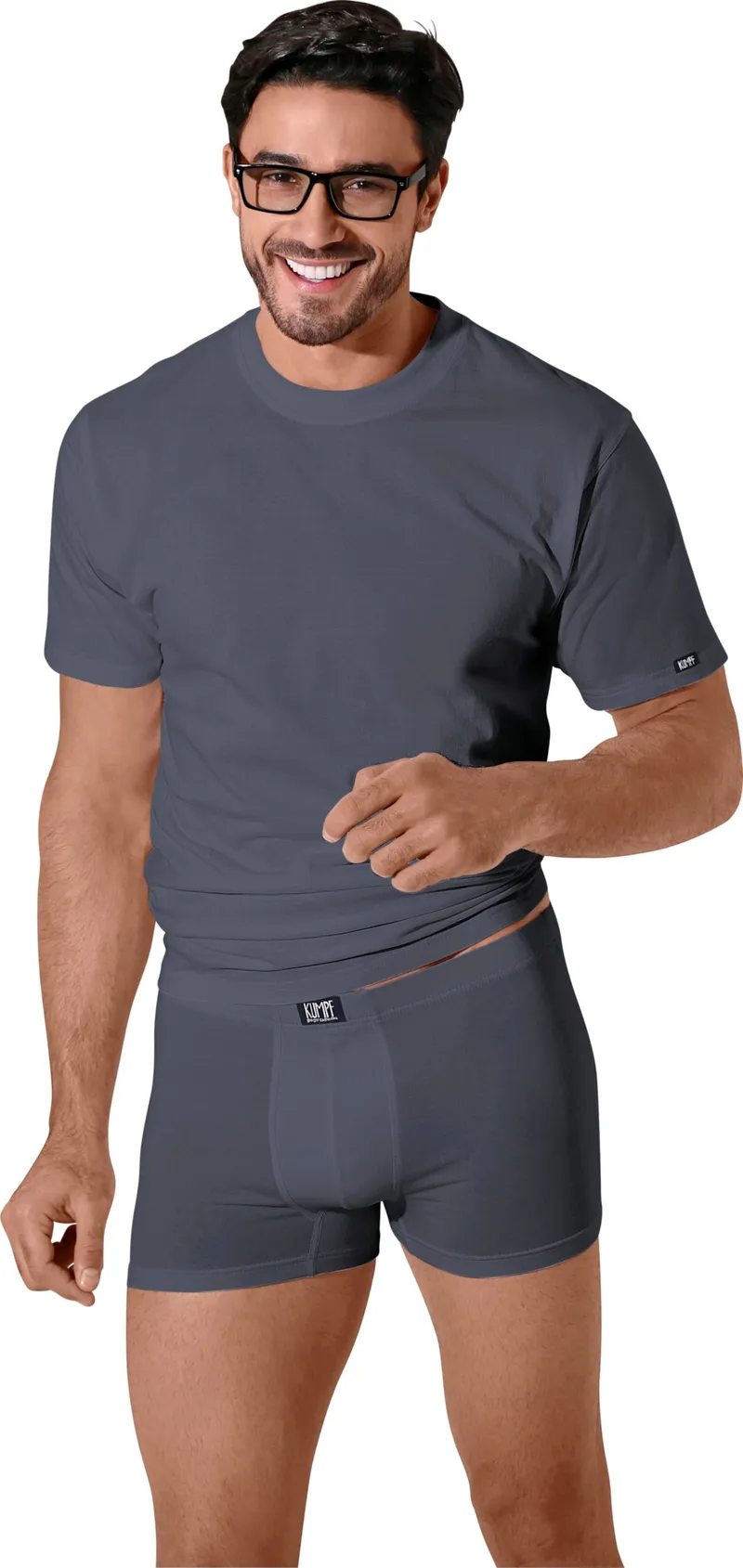 Kumpf Pants mittelgrau + weinrot, Mittelgrau + weinrot, – Produktbild 3 von 3