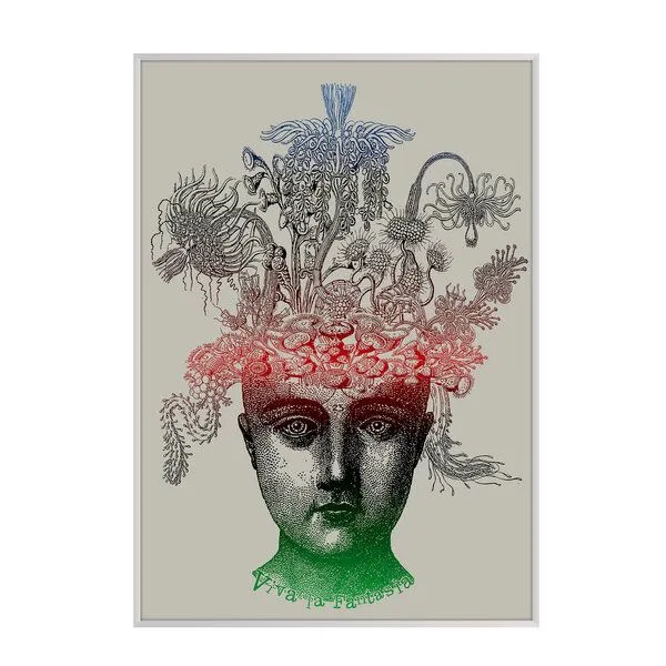 HANDGEDRUCKT HANDGEDRUCKT "Viva la Fantasia" A2 Hand-Siebdruck-Poster, Natur/bunt, – Produktbild 1 von 2