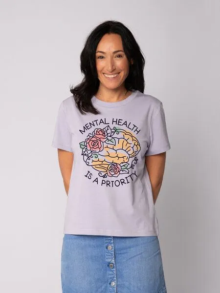 watapparel watapparel T-Shirt Frauen Mental Health, Lavender, – Produktbild 1 von 4