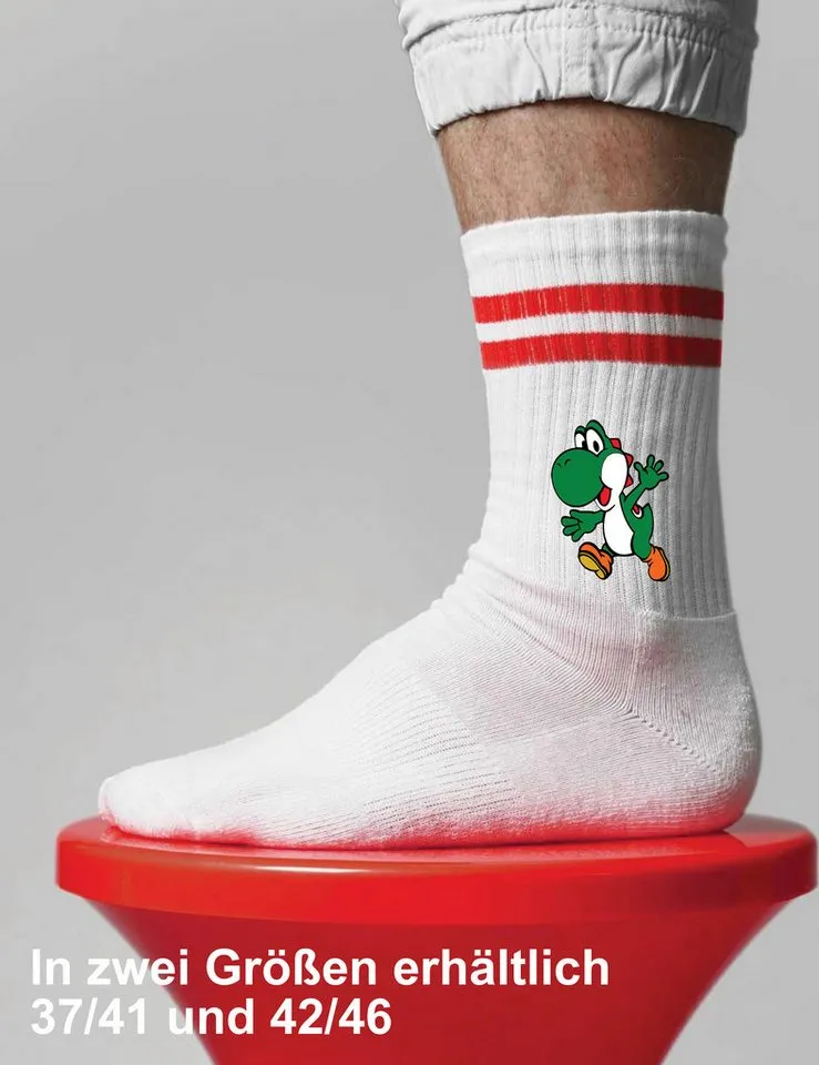 Youth Designz Tennissocken Unisex Socken "Yoshi Game" Aufdruck lustig Geschenk Statement mit verstärkter Verse und Zehenbereich, Rot, – Produktbild 2 von 5