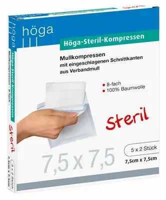 Höga-Pharm HÖGA STERIL Kompressen 7,5x7,5 cm 8fach 5X2 St Kompressen – Produktbild 1 von 1