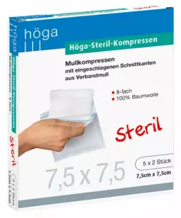 Höga-Pharm HÖGA STERIL Kompressen 7,5x7,5 cm 8fach 5X2 St Kompressen – Produktbild 1 von 1