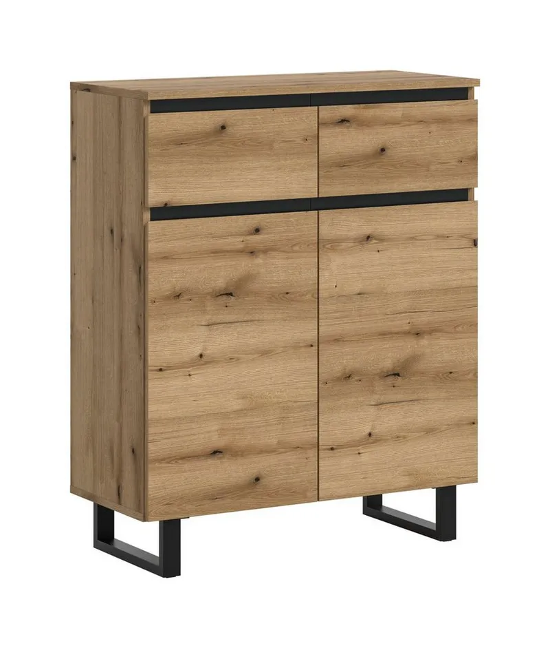 Newroom Sideboard Wildeiche 80 cm, Kommode Wildeiche Elegant Sideboard Highboard Schlafzimmer Anrichte..., Braun, – Produktbild 2 von 5