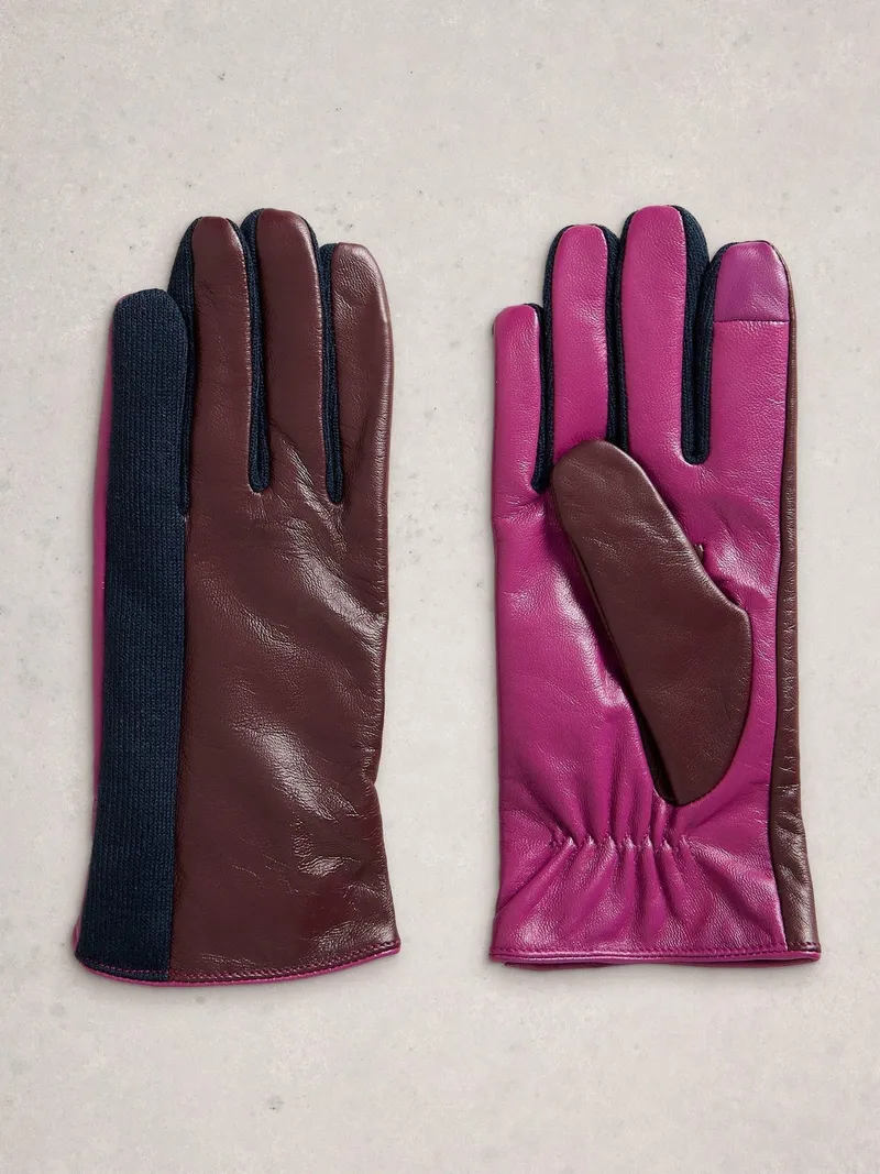 White Stuff Lederhandschuhe Layla - S/M, Pflaume multi, – Produktbild 3 von 3