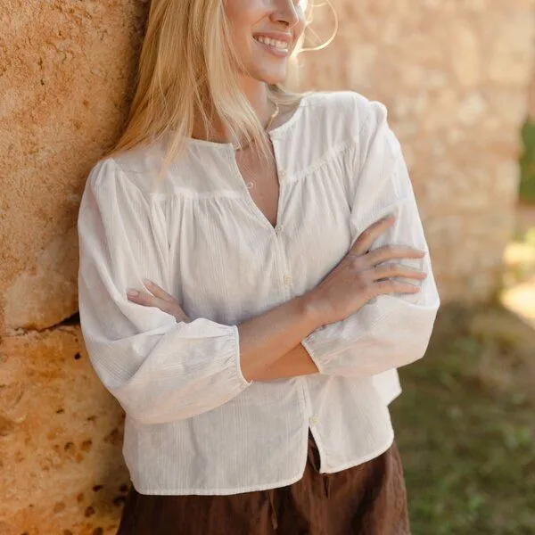 NORDLICHT NORDLICHT Jacquard Boho Bluse Birga, Naturweiß, – Produktbild 4 von 4