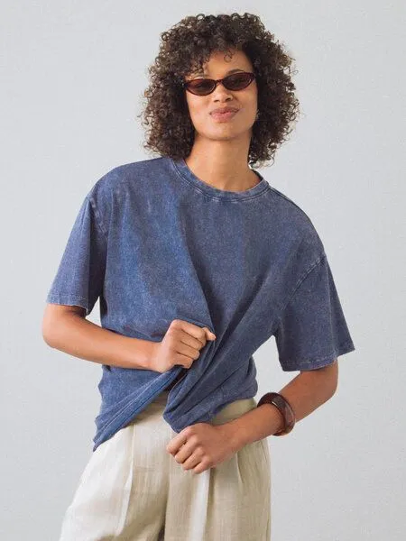 Honest Basics Honest Basics Hipster Shirt aus Bio- und recycelter Baumwolle, Denim, – Produktbild 2 von 4