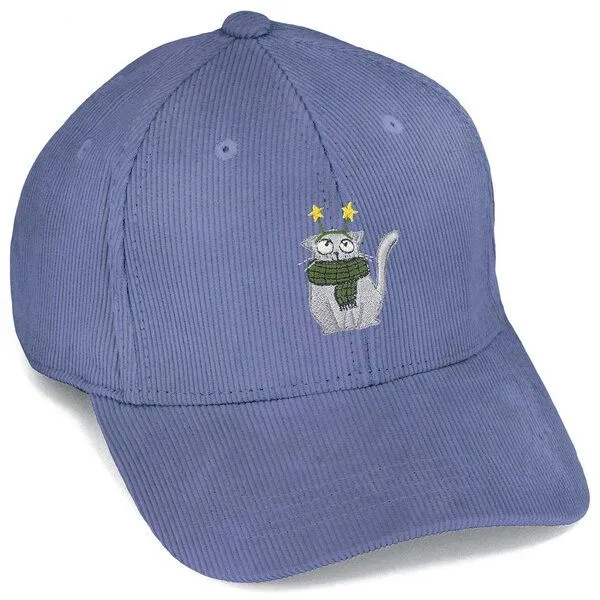 LIGARTI Bestickte Cord Cap – Babette die Winterkatze – LIGARTI Tiermanufaktur, Taubenblau, – Produktbild 1 von 4