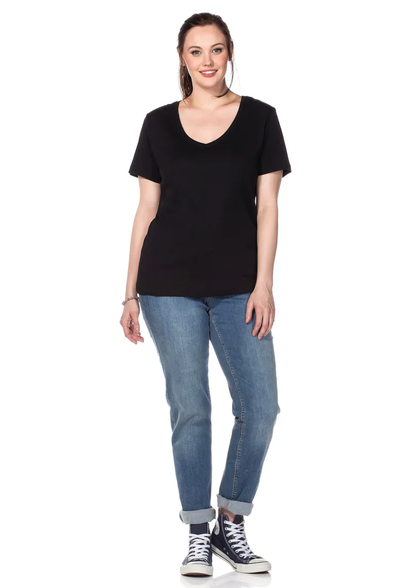 sheego T-Shirt schwarz, Schwarz, – Produktbild 3 von 3