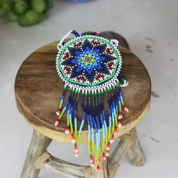 Mitienda Shop Mitienda Shop Huichol Halskette Damen | Retro-Schmuck, Weiß, – Produktbild 4 von 4