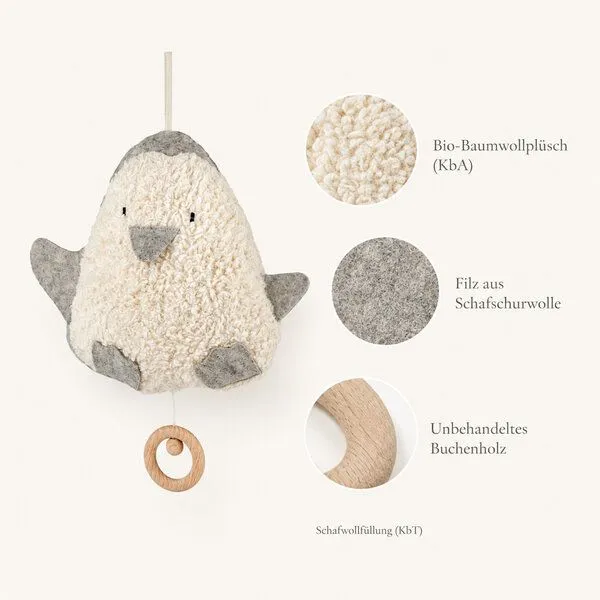 Efie Efie Spieluhr Pinguin grau, kbA – Produktbild 7 von 7
