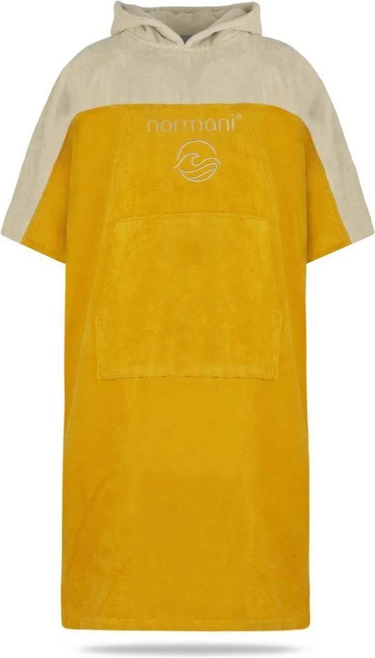 normani Badeponcho Damen Surfer Poncho Kuta, Bio-Baumwolle, Kapuze, Schlupf, Badeponcho aus 100 % saugstarker Bio-Baumwolle, Gelb, – Produktbild 5 von 5
