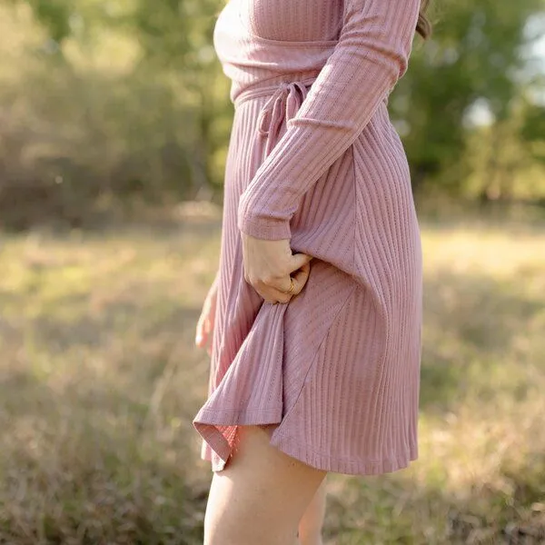 NORDLICHT NORDLICHT Pointelle Wickelkleid Antje, Altrosa, – Produktbild 4 von 4