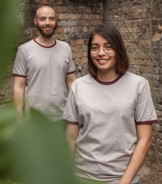 päfjes päfjes Basic Ringer Unisex T-Shirt - Fair gehandelt aus Baumwolle Slub - Bio, Rot, – Produktbild 1 von 4