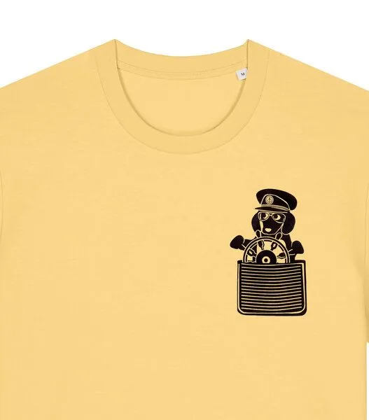 päfjes päfjes Dackel / Dackelkapitän Fair Wear Unisex BioT-Shirt, Gelb, – Produktbild 4 von 4