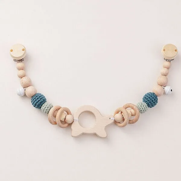 NoniKids Berlin NoniKids Berlin Kinderwagenkette Holz *Schildkröte Glocke* 2 Farben | Bio Baumwolle, Mint/petrol, – Produktbild 1 von 4