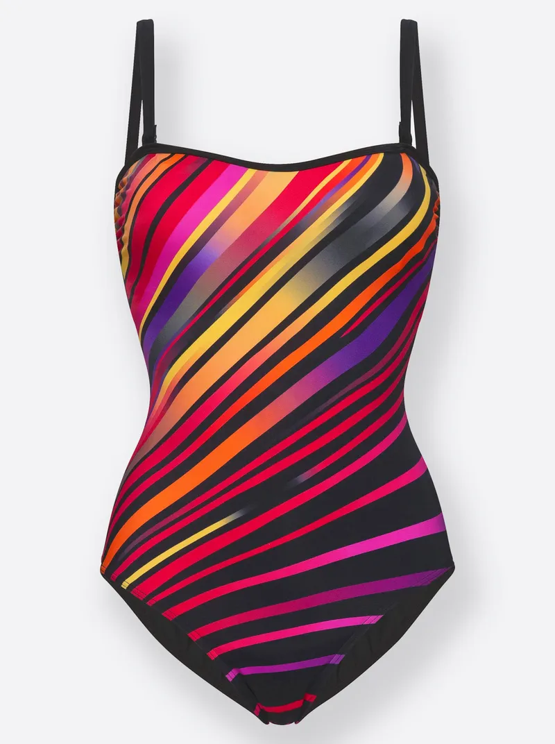 feel good Badeanzug schwarz-bunt-bedruckt, Schwarz-bunt-bedruckt, – Produktbild 1 von 2