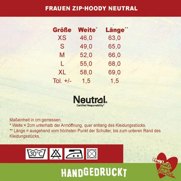 HANDGEDRUCKT HANDGEDRUCKT "Flauschspion" Frauen Zip Hoody Neutral, Grey, – Produktbild 3 von 3