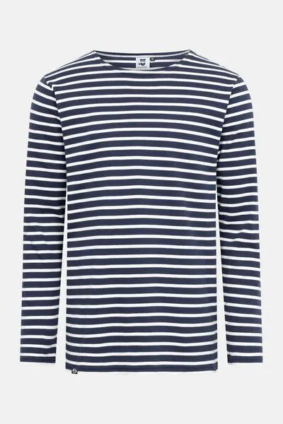 Hanseheld Hanseheld Streifenshirt Herren Petrol-Natur Langarm GOTS Organic, Marine-natur, – Produktbild 1 von 4