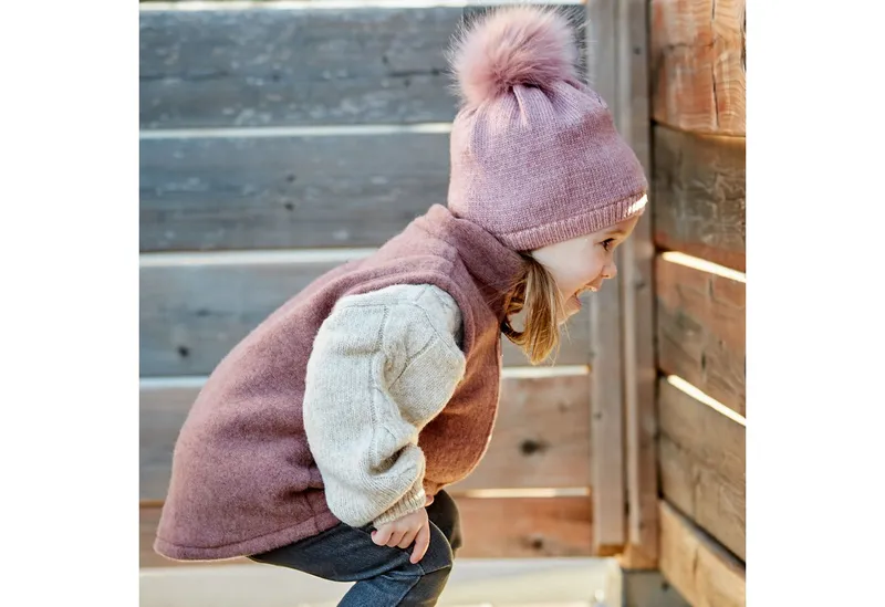 Maximo Maximo Fleecejacke GOTS MINI-Weste, Wollfleece Jerseyfutter, Reißverschluss (1-St) Wollfleece, Rot, – Produktbild 3 von 3